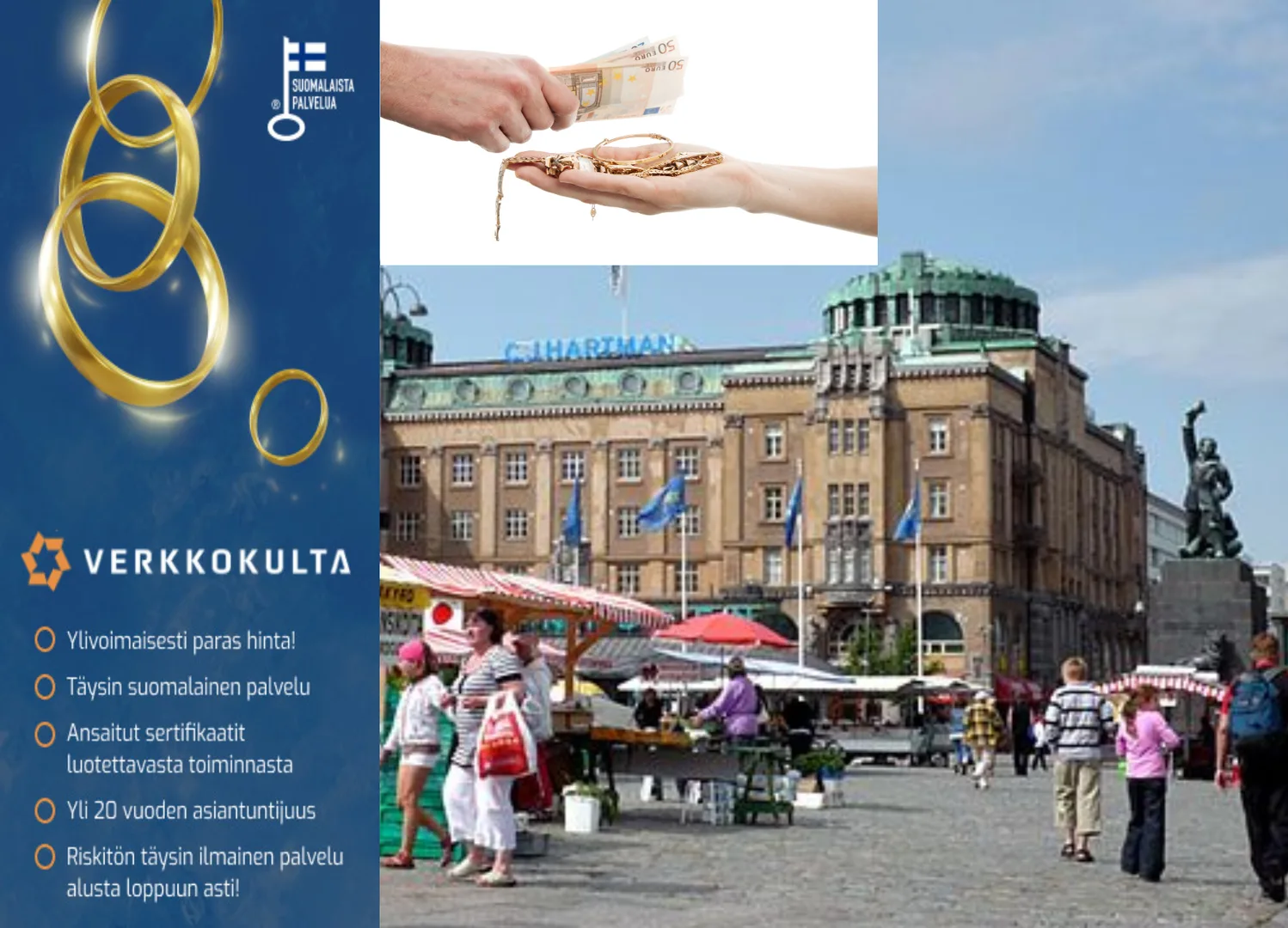 Kulta rahaksi Vaasasta kokemuksella ja luotettavasti. Paras hinta kullasta vaasalaisille ilman välikäsiä